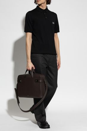 Dolce & Gabbana Polo Shirt With Logo Patch, Mens, Black