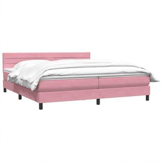 vidaXL Cama Box Spring Con Colch&oacute;n Terciopelo Rosa 180x210 Cm Vidaxl