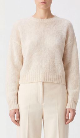 Brunello Cucinelli Mohair and Wool Crewneck Jumper with Dropped Shoulders