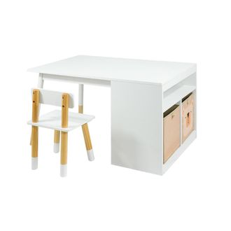 Mobili Rebecca Mesa y sillas infantiles en mdf pino blanco 53x90x60