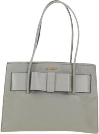 Miu Miu Pre-owned Leren Schoudertas - Dames - Vintage Schoudertas - Grijs - ONE Size - Leer - Vintage