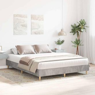 Berkfield Home Durable Bed Frame No Mattress Concrete Grey 150x200 cm King Size Wood