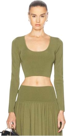 Zimmermann Gebreide Scoop Top in Ponte Jersey - Dames - Ronde hals truien - Groen - XS - Truien & Vesten