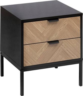 5five Simply Smart Mesita de noche chevrons 2 cajones efecto pino natural y negro 50x45cm - 5five