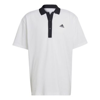 adidas Logo Printing Colorblock Short Sleeve White Polo Shirt HY5516