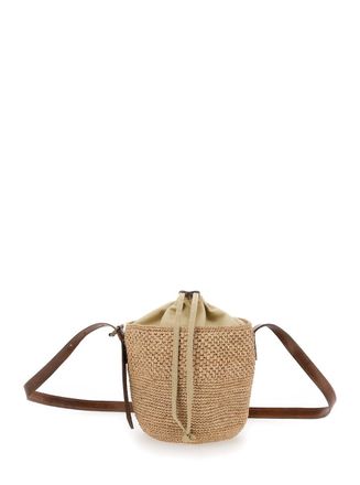 Ibeliv Maika Beige Bucket Bag With Top Closure With Drawstring In Raffia Woman