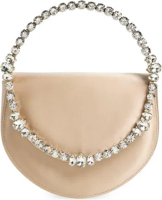 L'Alingi Eternity Flap Embellished Satin Clutch in Champagne at Nordstrom