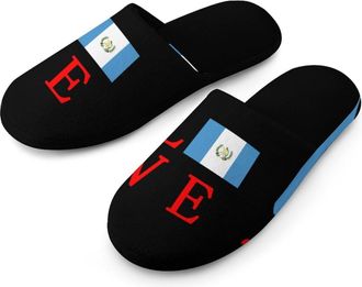 Generic Love Guatemala Flag Cotton Slippers for Men Memory Foam House Slippers Soft Anti-skid Sole Indoor Outdoor Shoes