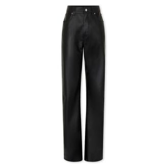 Paco Rabanne Leather Trousers, female, Black, Size: XS Black Leather Flared Trousers