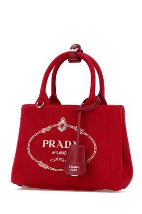 Prada Womens Red Canvas Mini Prada Jardini&atilde;&uml;re Handbag Rosso Borse A Mano Bag