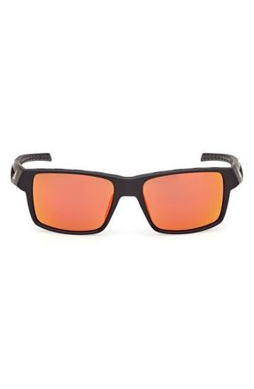adidas 55mm Mirrored Rectangular Sunglasses in Matte Black /Roviex Mirror at Nordstrom