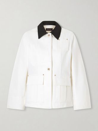 Wales Bonner Giacca In Denim Biologico Con Finiture In Pelle Echo - Bianco