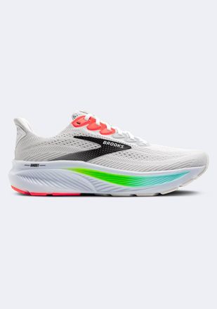 Brooks Mens Ghost 17 Running Shoes In White/pink Clay/gecko