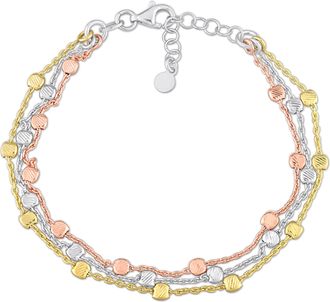 Mimi & Max Multi-Strand Bracelet in 3-Tone 18k Gold Plated Sterling Silver