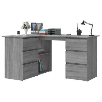 Berkfield Home Elegant Corner Desk Grey Sonoma 145x100x76 cm Engineered Wood | Size: 145 x 100 x 76 cm