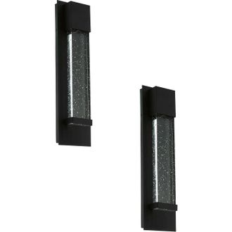 Loops 2 PACK IP44 Outdoor Wall Light Black Bubble Glass 3.3W LED Porch Lamp