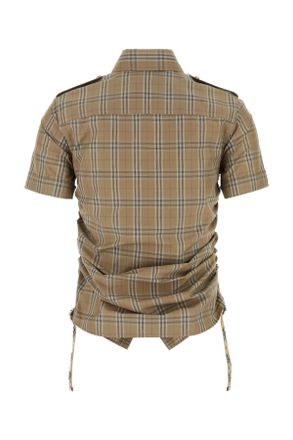Burberry Womens Embroidered Poplin Shirt Nutipcheck Exterior: Cotton Camicie