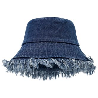 Generic Distressed Denim Bucket Hat for Men and Women Unisex Washed Fisherman Hat Outdoor Travel Street Fashion Sun Bulk Hats (BU2, M)
