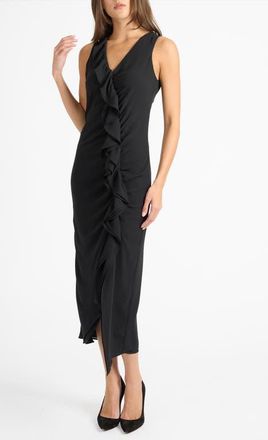 Santorelli Tate Sleeveless Midi Dress in Fluid Crepe in Black at Nordstrom, Size 12