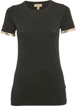 Burberry Geruit T-shirt - Zwart