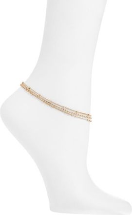 Nordstrom Triple Chain Beaded Anklet in Gold at Nordstrom