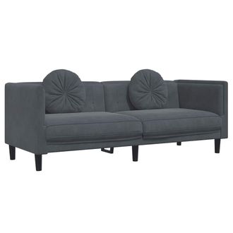vidaXL Sof&aacute; Con Cojines 3 Plazas Terciopelo Gris Oscuro Vidaxl