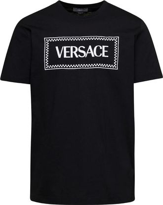Versace Vintage Logo Zwarte T-shirts en Polos - Heren - T-shirts - Zwart - L - Katoen - Tops