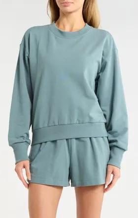 Zella Relay Terry Crewneck Sweatshirt in Blue Goblin at Nordstrom Rack, Size X-Large