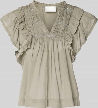 Neo Noir Neo Noir Bluse mit Volants Modell Jayla in Schilf, Gr&ouml;&szlig;e 34