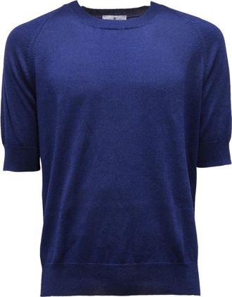 PT01 Italiaanse stijl gebreide kleding Made in Italy - Heren - T-shirts - Blauw - M - Tops
