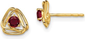 Diamond2Deal 14k Yellow Gold Created Ruby Stud Earrings