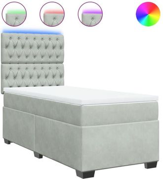 vidaXL Vidaxl - Cama Box Spring Con Colch&oacute;n Terciopelo Gris Claro 90x190 Cm