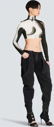 Balmain Acid-Wash Garter Cut Jeans - Black