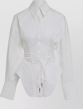MUGLER cotton shirt corset detail curved hem
