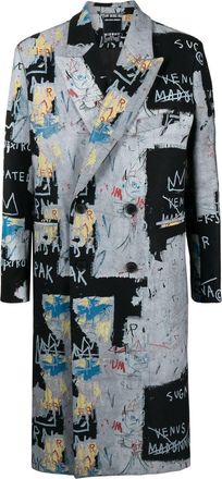 Misbhv graphic-print double-breasted coat - men - Polyamide/Virgin Wool - S - Multicolour