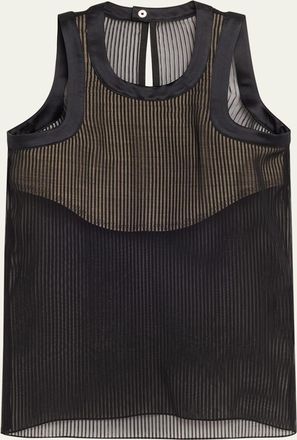 sacai Striped Chiffon Tank Top