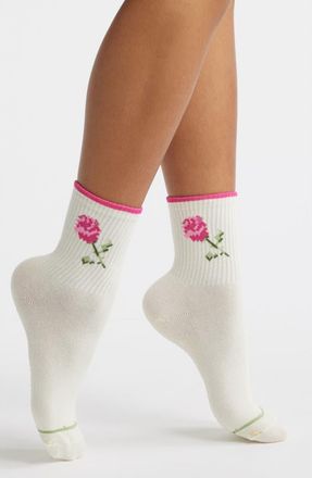 Stems Rose Grippy Crew Socks in Ivory at Nordstrom