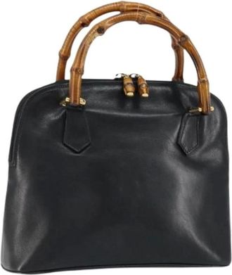 Gucci Pre-owned Handbags, female, Black, Size: ONE SIZE Pre-owned Leather Hand Bag