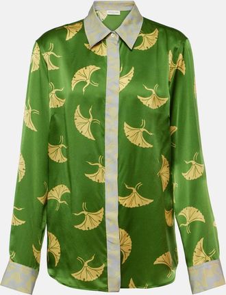 Dries Van Noten Printed silk-blend satin shirt