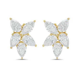 Diana M. Jewels 14KW YG 12.00 Ct TW of Lab grown pear and marquise shape diamonds cluster earrings