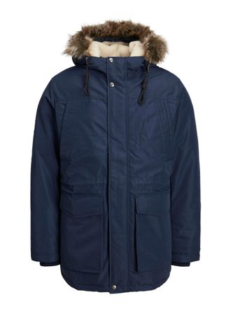Jack & Jones Outdoorjacke JACK & JONES JJDAVID PARKA JACKET, Herren, Gr. XS, blau (navy blazer), Web, Obermaterial: 100% Polyester, unifarben, regular fit, Jacken 
