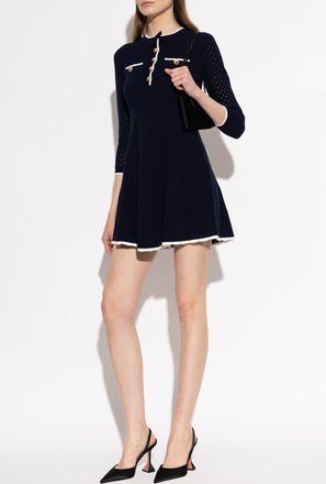 Self Portrait Long-sleeve Dress, Womens, Navy Blue