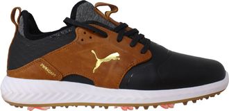 Puma IGNITE PWRADAPT Caged Crafted Golf Shoes Puma Black / Leather Brown / Team Gold 193825-02 Mens