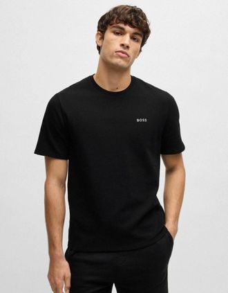 HUGO BOSS Mens BOSS Orange Waffle Mens Cotton-Blend Pyjama T-Shirt with Embroidered Logo NOS - Black 001 - Size: 42/Regular