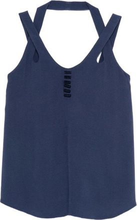 Emporio Armani V-neck Top met Knoopdetails - Dames - Tops zonder mouwen - Blauw - 2XS - Tops