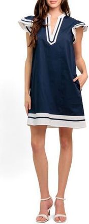 Flying Tomato Flutter Sleeve Cotton Minidress in Navy at Nordstrom Rack, Size Medium