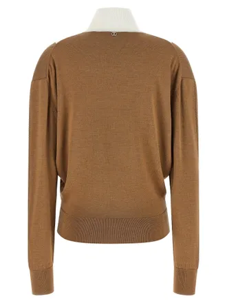 Paco Rabanne Perforated Intarsia Virgin Wool Sweater - Camel