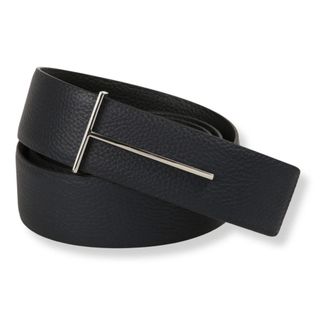 Tom Ford Belts, male, Black, Size: 100 CM Grain Leather Slim T Reversible Belt