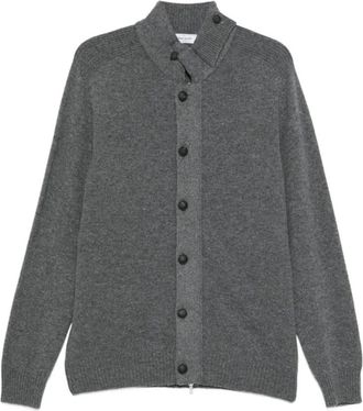 Gran Sasso Gebreid vest met hoge kraag en knopen - Heren - Vesten - Grijs - L - Wol - Truien & Vesten
