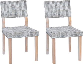 vidaXL Silla De Comedor 2 Pcs Lavado 46 X 55 X 84 Cm Rat&aacute;n Kubu Vidaxl